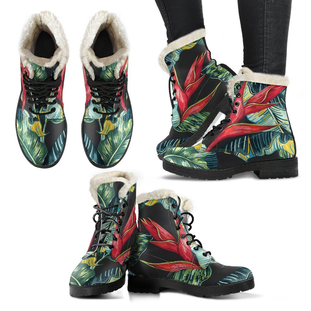 Banana Leaf Hawaiian Pattern Print Comfy Boots GearFrost