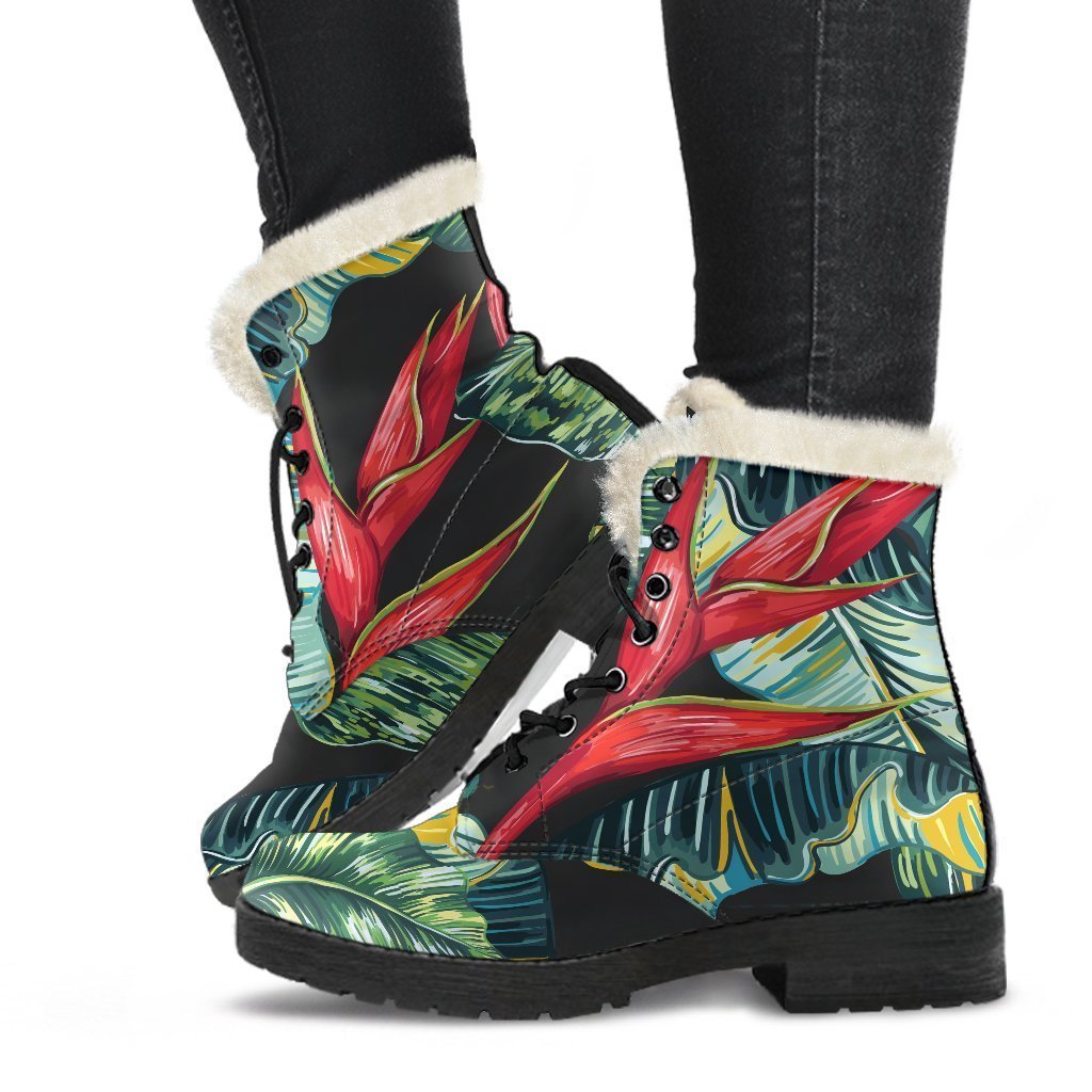 Banana Leaf Hawaiian Pattern Print Comfy Boots GearFrost