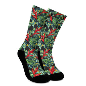 Banana Leaf Hawaiian Pattern Print Crew Socks