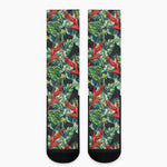 Banana Leaf Hawaiian Pattern Print Crew Socks