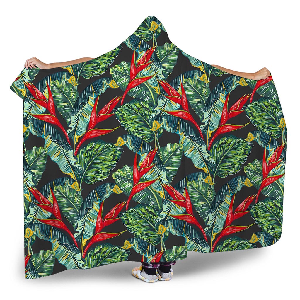 Banana Leaf Hawaiian Pattern Print Hooded Blanket
