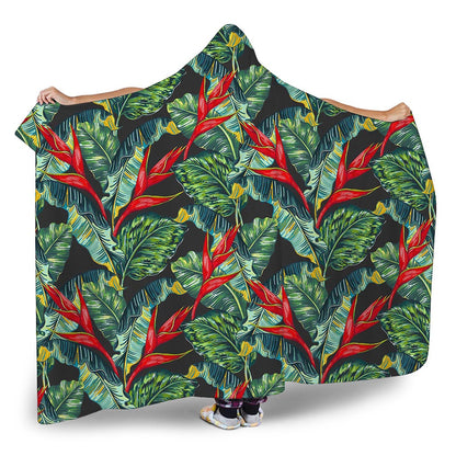 Banana Leaf Hawaiian Pattern Print Hooded Blanket