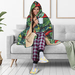 Banana Leaf Hawaiian Pattern Print Hooded Blanket