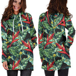 Banana Leaf Hawaiian Pattern Print Hoodie Dress GearFrost