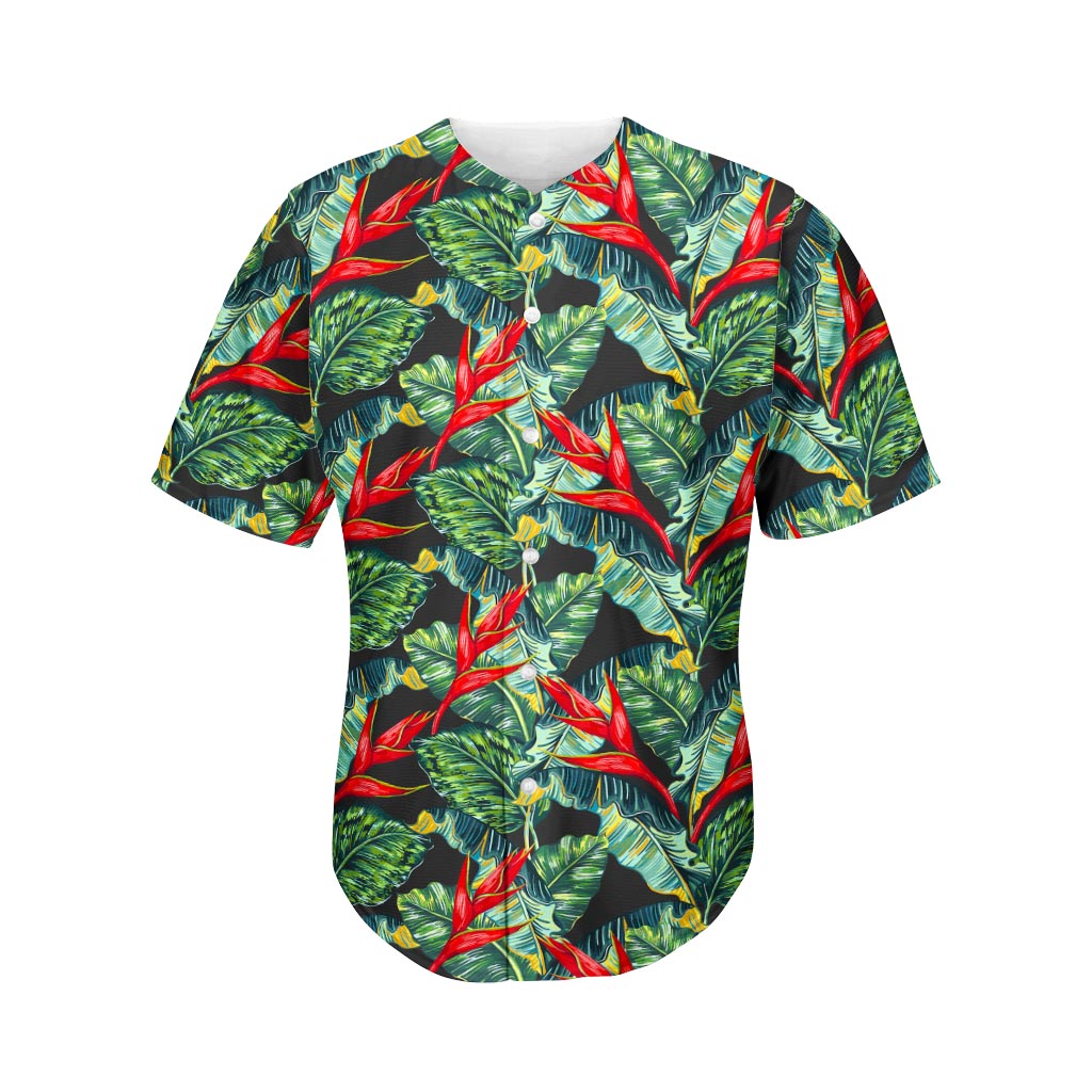 Banana Leaf Hawaiian Pattern Print Men's Baseball Jersey