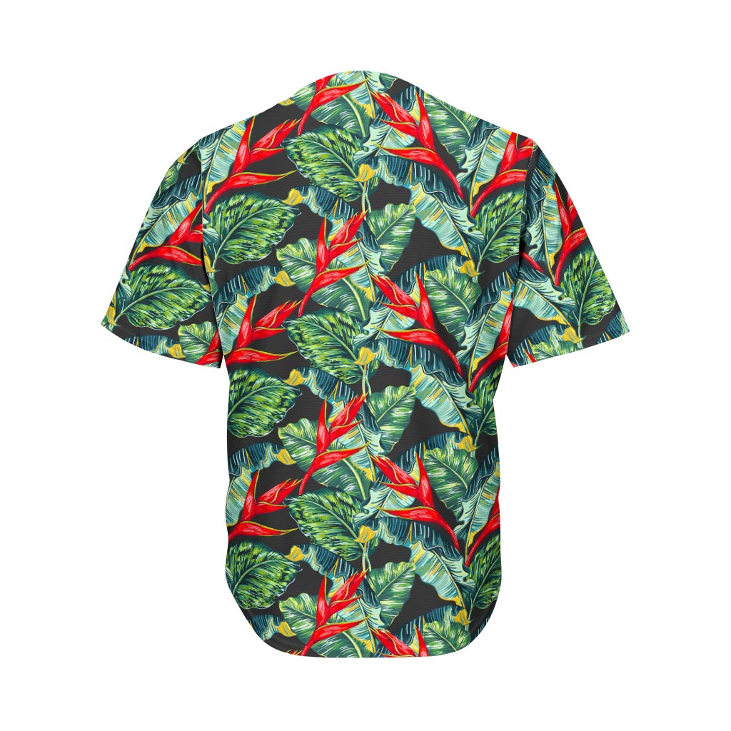 Banana Leaf Hawaiian Pattern Print Men's Baseball Jersey