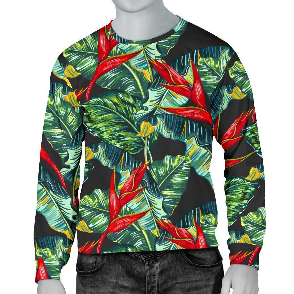 Banana Leaf Hawaiian Pattern Print Men's Crewneck Sweatshirt GearFrost