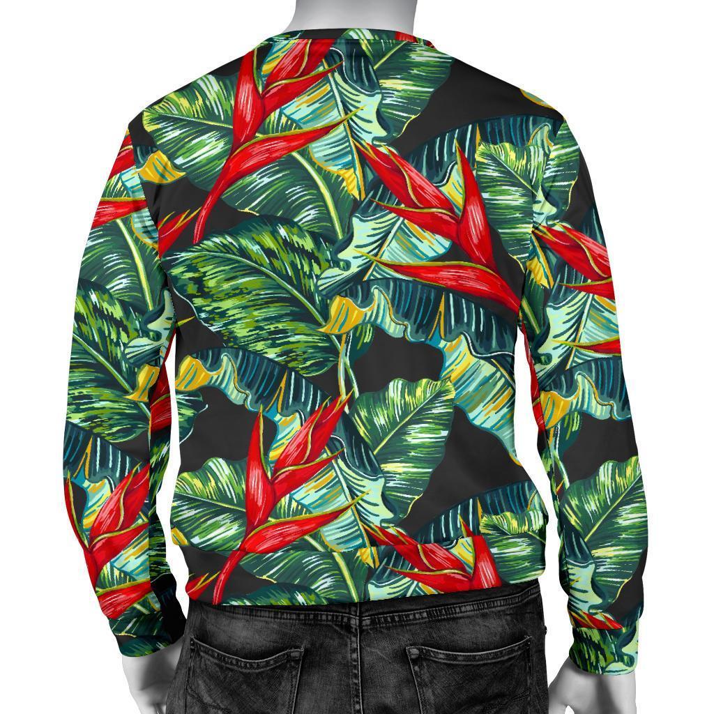 Banana Leaf Hawaiian Pattern Print Men's Crewneck Sweatshirt GearFrost