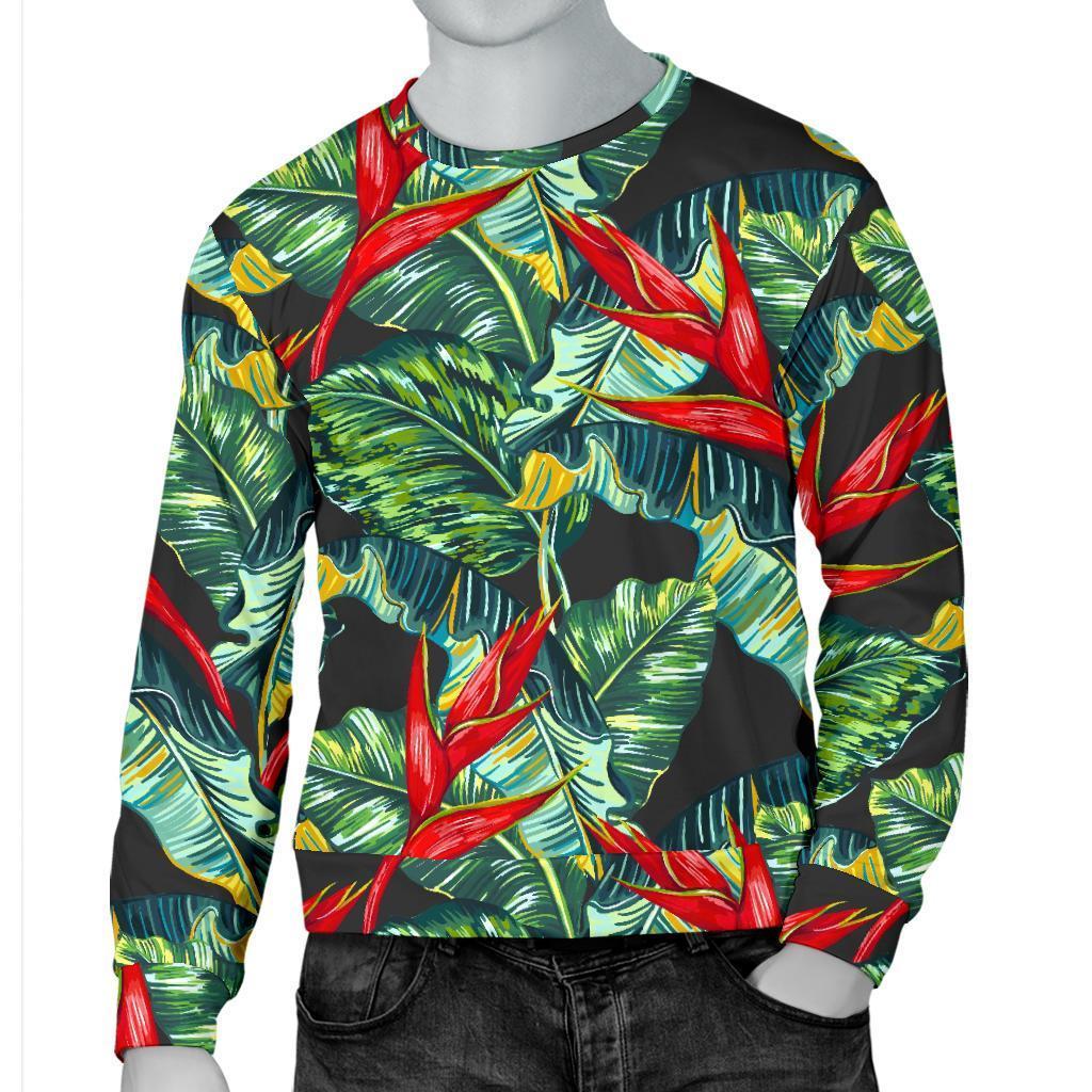 Banana Leaf Hawaiian Pattern Print Men's Crewneck Sweatshirt GearFrost