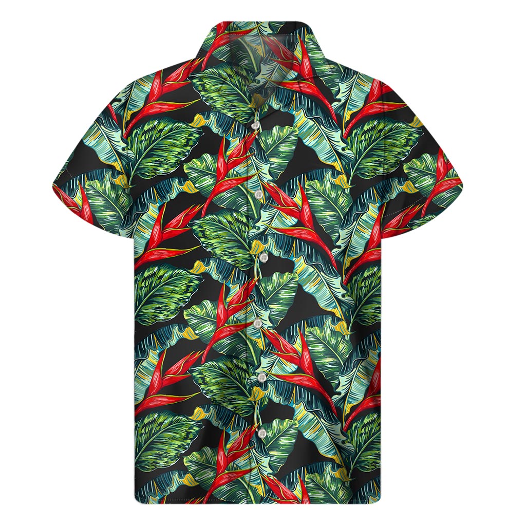 Banana Leaf Hawaiian Pattern Print Men's Short Sleeve Shirt