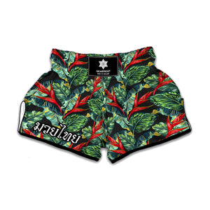 Banana Leaf Hawaiian Pattern Print Muay Thai Boxing Shorts