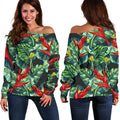 Banana Leaf Hawaiian Pattern Print Off The Shoulder Sweatshirt