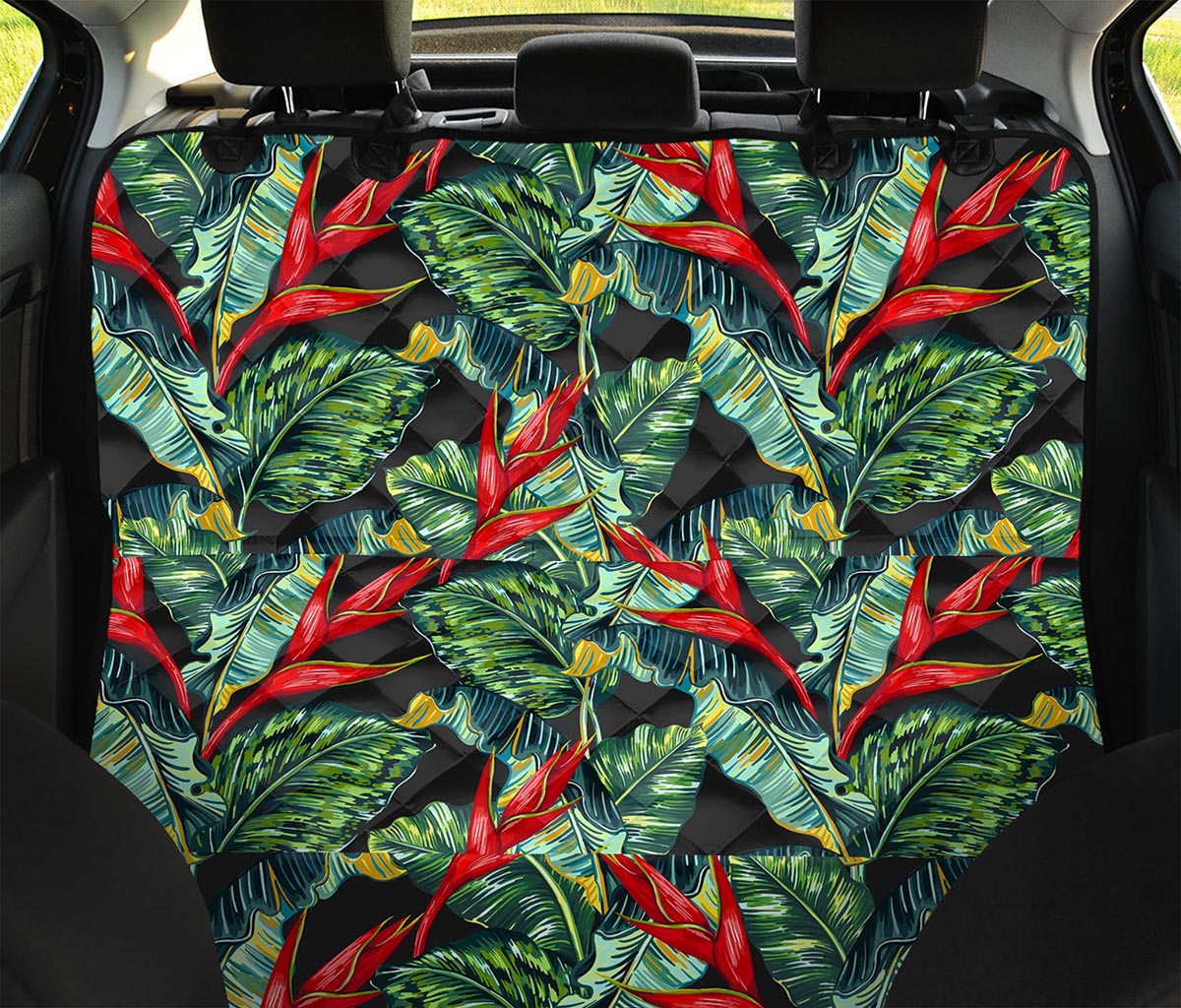 Banana Leaf Hawaiian Pattern Print Pet Car Back Seat Cover