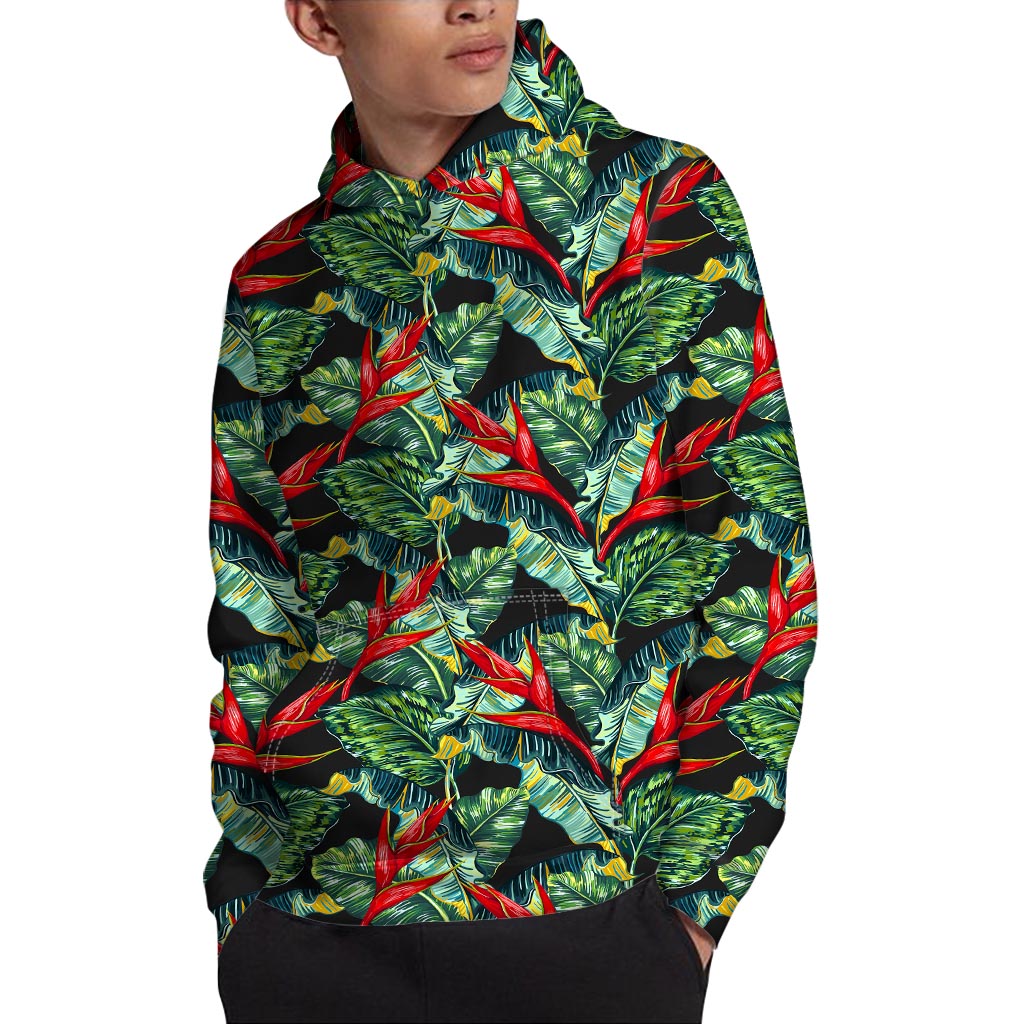 Banana Leaf Hawaiian Pattern Print Pullover Hoodie