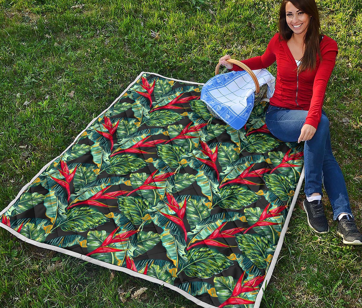 Banana Leaf Hawaiian Pattern Print Quilt