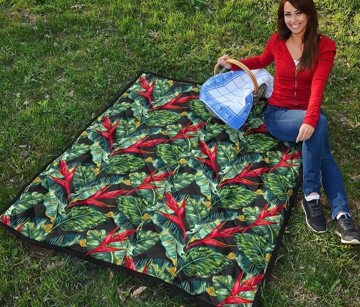 Banana Leaf Hawaiian Pattern Print Quilt