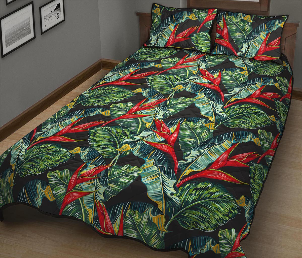 Banana Leaf Hawaiian Pattern Print Quilt Bed Set