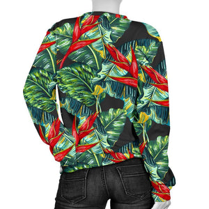 Banana Leaf Hawaiian Pattern Print Women's Crewneck Sweatshirt GearFrost