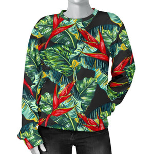 Banana Leaf Hawaiian Pattern Print Women's Crewneck Sweatshirt GearFrost