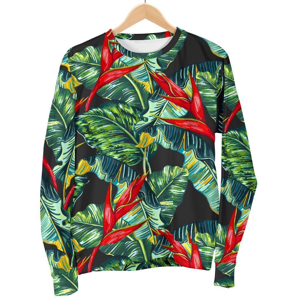 Banana Leaf Hawaiian Pattern Print Women's Crewneck Sweatshirt GearFrost