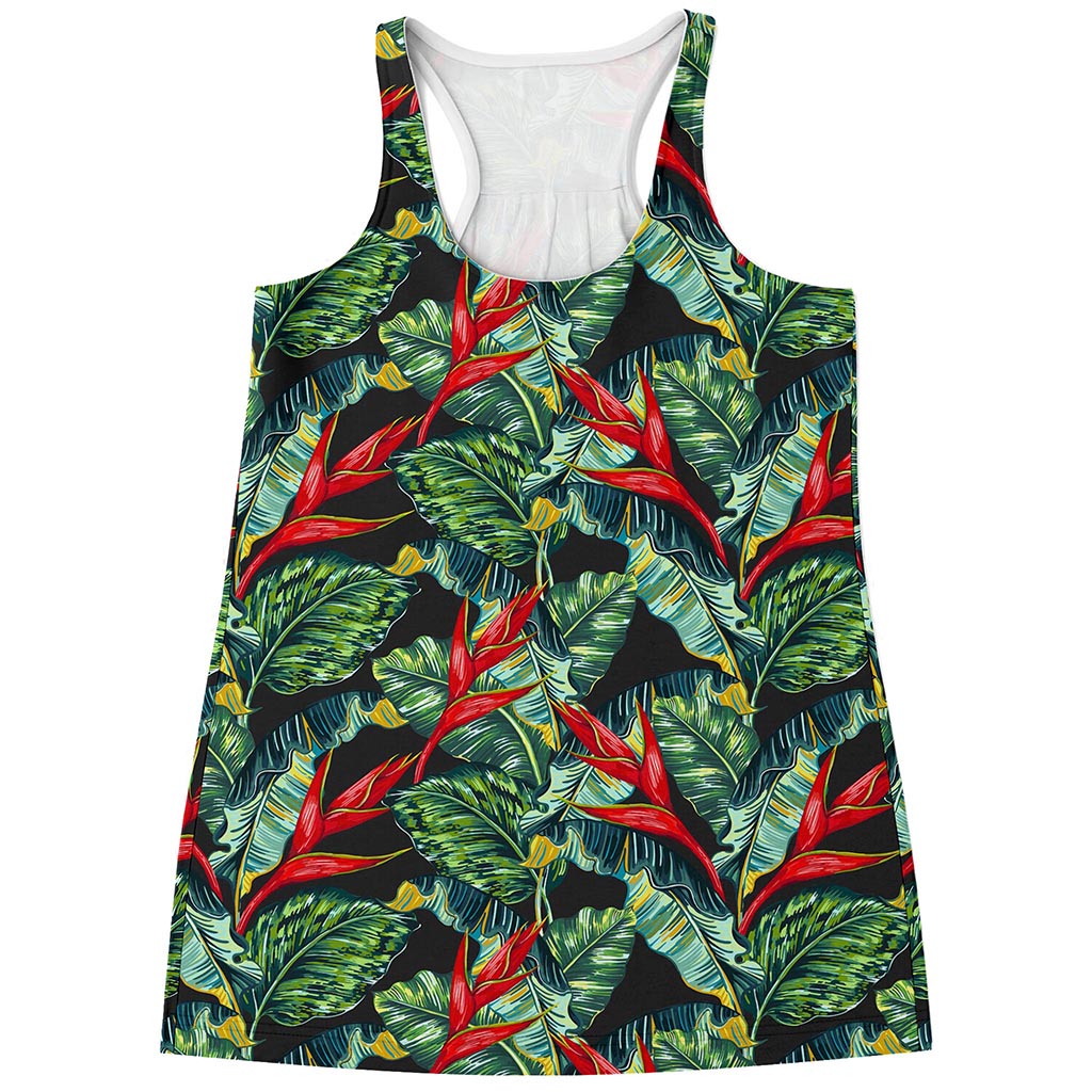 Banana Leaf Hawaiian Pattern Print Women's Racerback Tank Top