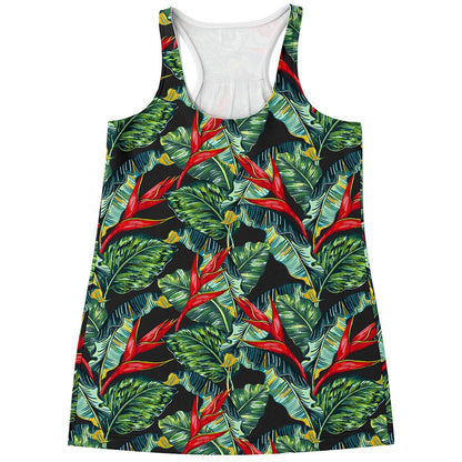 Banana Leaf Hawaiian Pattern Print Women's Racerback Tank Top