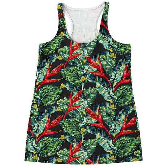 Banana Leaf Hawaiian Pattern Print Women's Racerback Tank Top