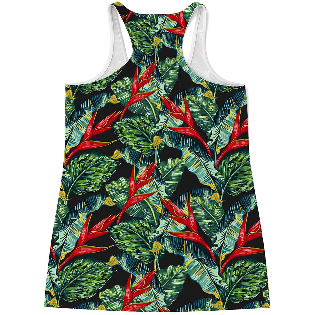 Banana Leaf Hawaiian Pattern Print Women's Racerback Tank Top