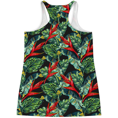 Banana Leaf Hawaiian Pattern Print Women's Racerback Tank Top