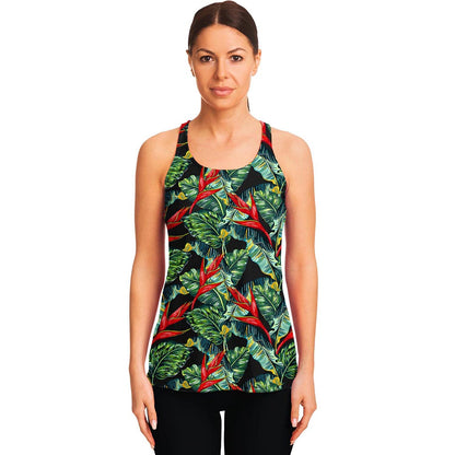 Banana Leaf Hawaiian Pattern Print Women's Racerback Tank Top