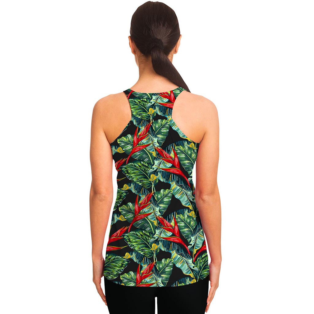 Banana Leaf Hawaiian Pattern Print Women's Racerback Tank Top