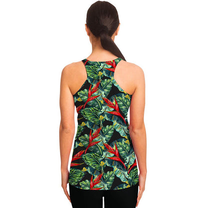Banana Leaf Hawaiian Pattern Print Women's Racerback Tank Top