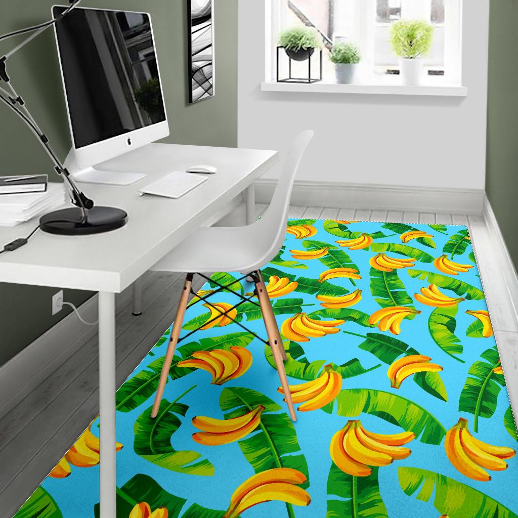 Banana Leaf Pattern Print Area Rug GearFrost
