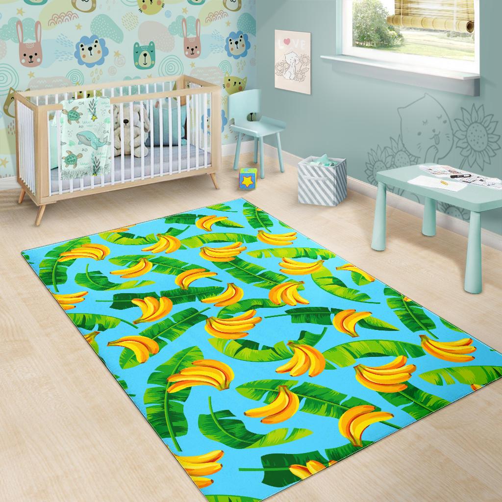Banana Leaf Pattern Print Area Rug GearFrost