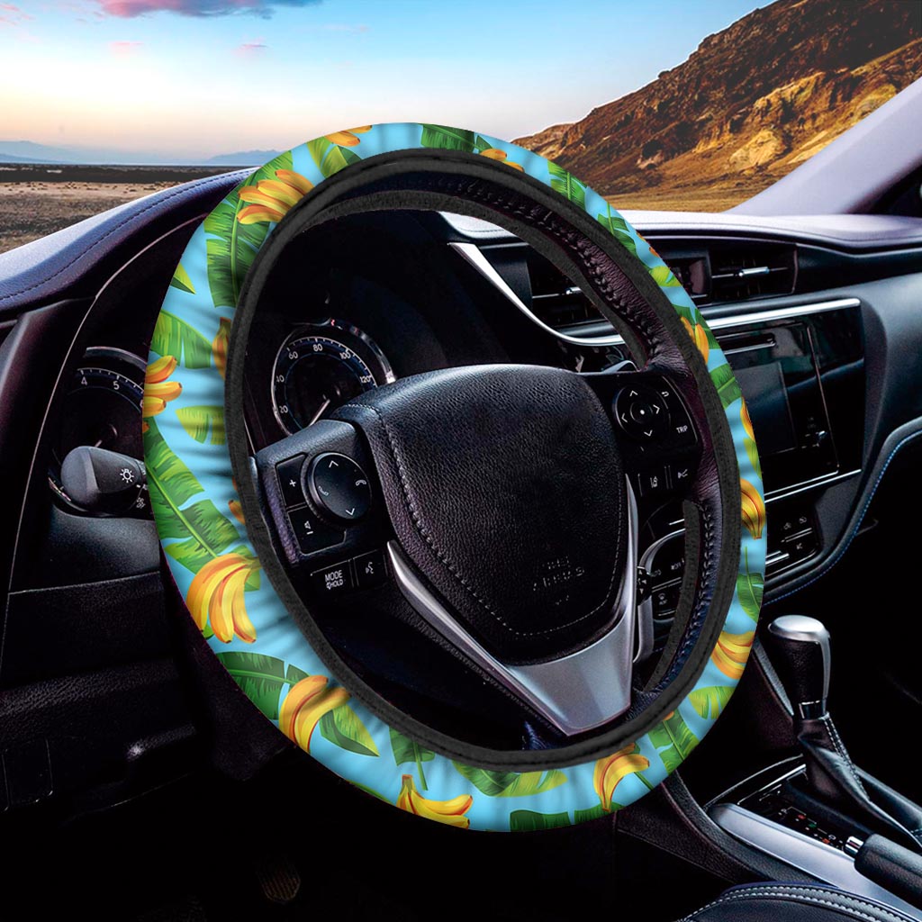 Banana Leaf Pattern Print Car Steering Wheel Cover