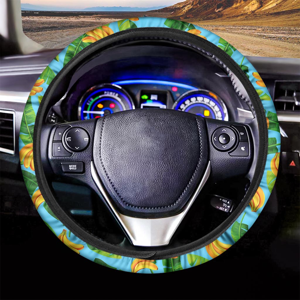 Banana Leaf Pattern Print Car Steering Wheel Cover