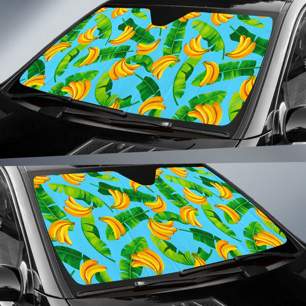 Banana Leaf Pattern Print Car Sun Shade GearFrost