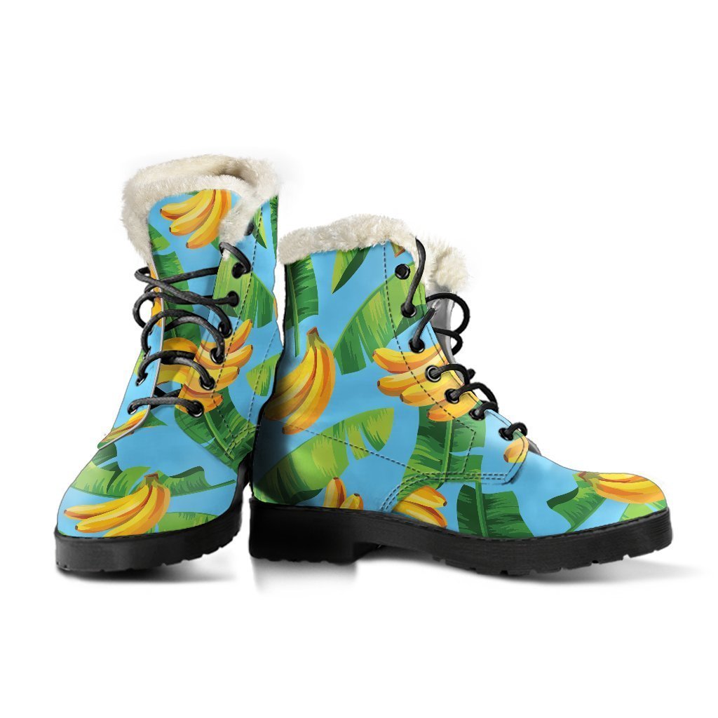 Banana Leaf Pattern Print Comfy Boots GearFrost