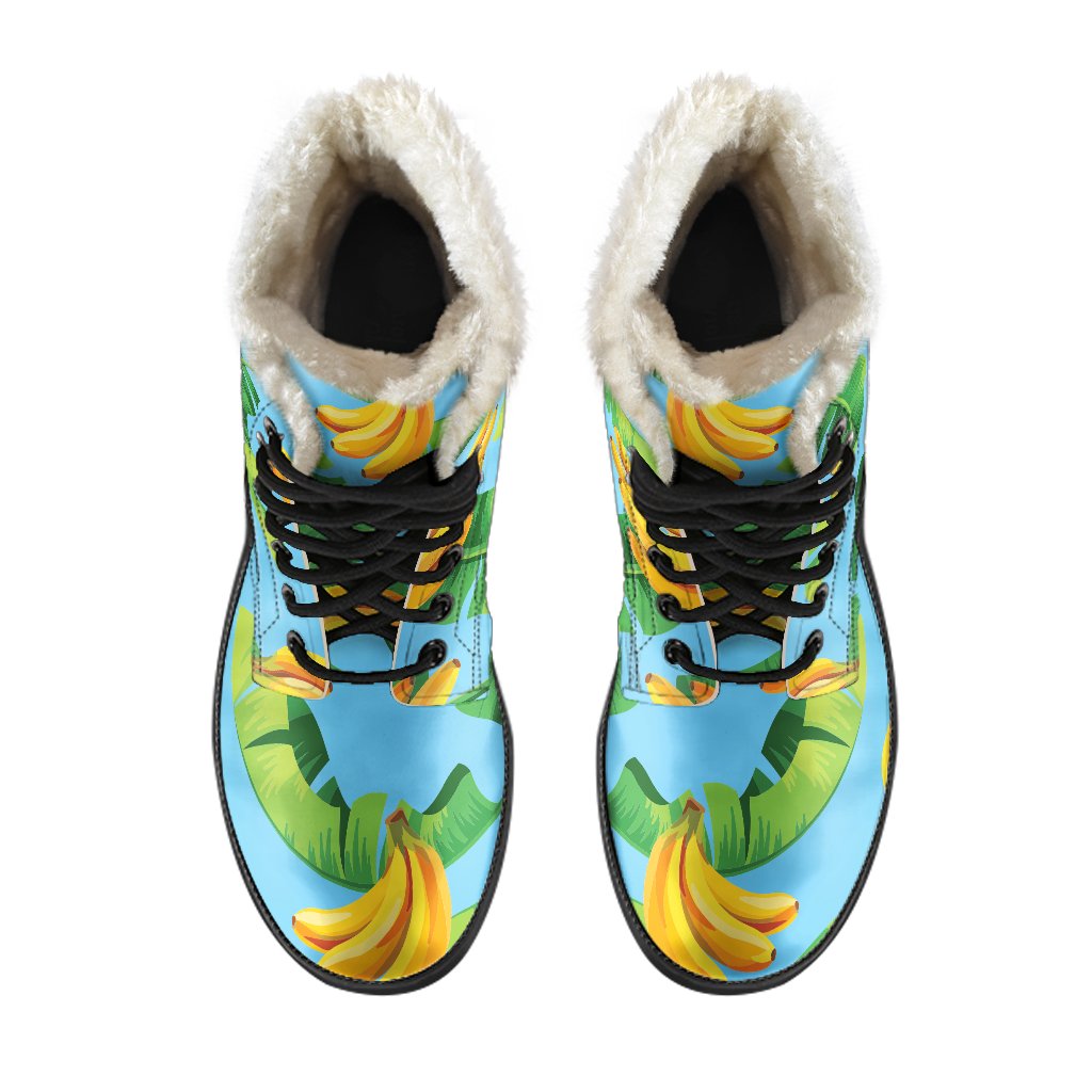 Banana Leaf Pattern Print Comfy Boots GearFrost