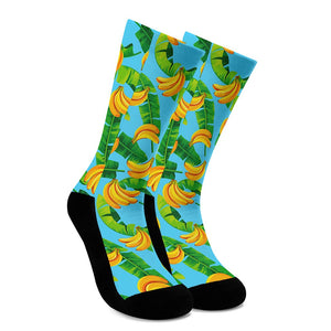 Banana Leaf Pattern Print Crew Socks