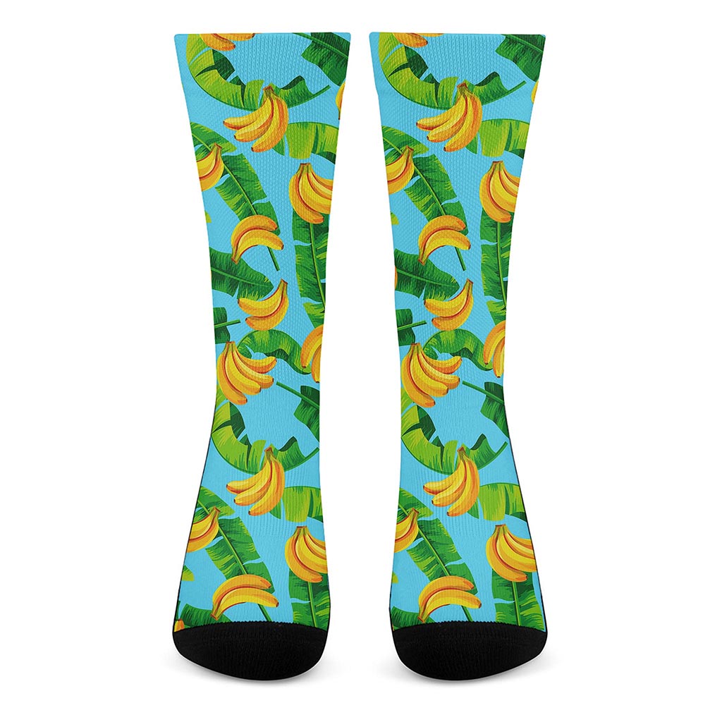 Banana Leaf Pattern Print Crew Socks