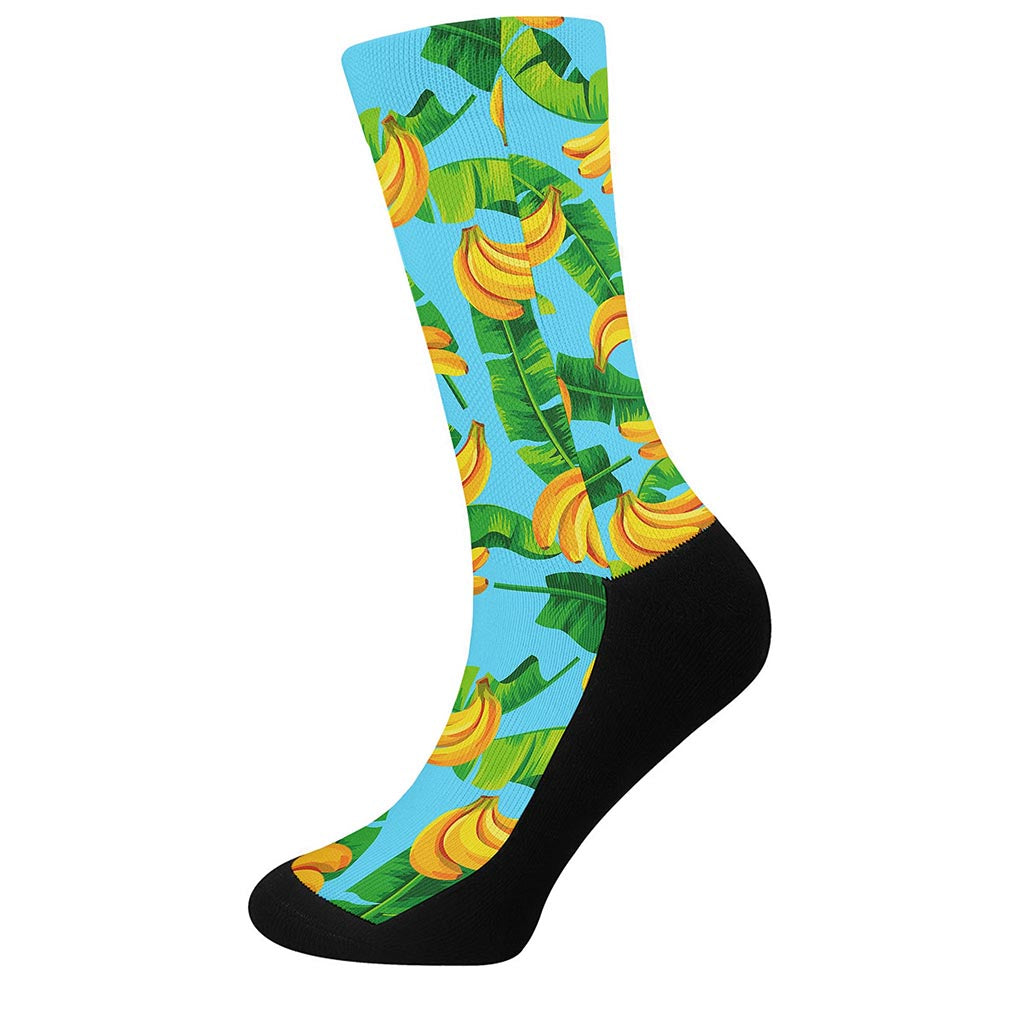 Banana Leaf Pattern Print Crew Socks