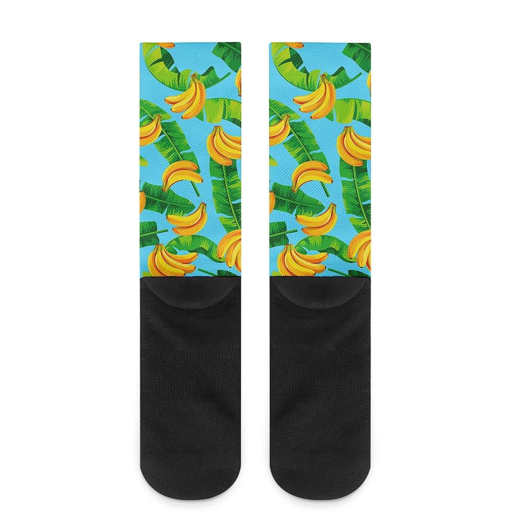 Banana Leaf Pattern Print Crew Socks