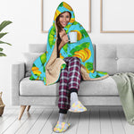 Banana Leaf Pattern Print Hooded Blanket