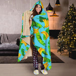 Banana Leaf Pattern Print Hooded Blanket