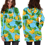 Banana Leaf Pattern Print Hoodie Dress GearFrost