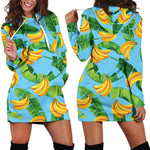 Banana Leaf Pattern Print Hoodie Dress GearFrost