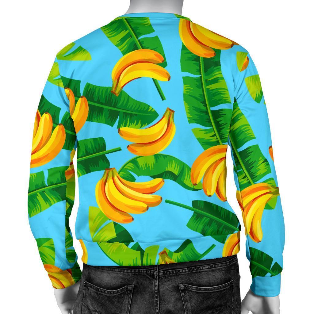Banana Leaf Pattern Print Men's Crewneck Sweatshirt GearFrost