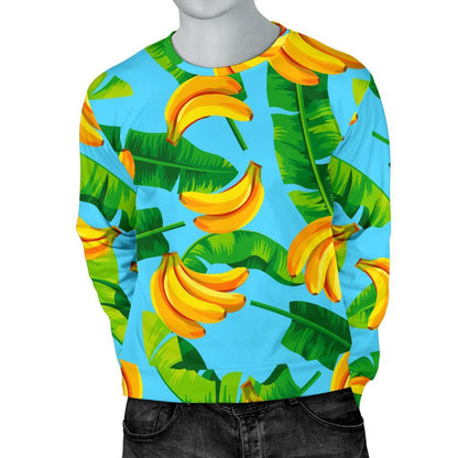 Banana Leaf Pattern Print Men's Crewneck Sweatshirt GearFrost