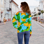 Banana Leaf Pattern Print Off Shoulder Sweatshirt GearFrost